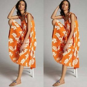 Exquise for Anthropologie | Phoebe Orange Embroidered Maxi Dress | L